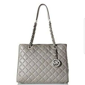 Michael Kors Susannah Gray Quilted Leather tote